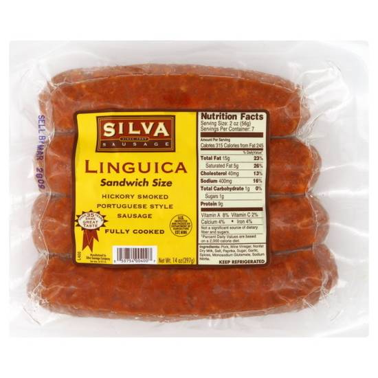 Silva Linguica Sandwich Size Sausage (hickory smoked portuguese style)