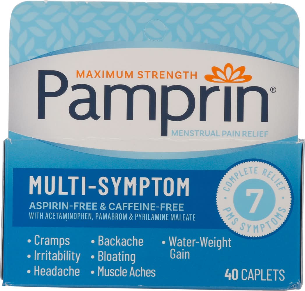 Pamprin Multi Symptom Aspirin & Caffeine Free Menstrual Pain Relief Caplets (40 ct)