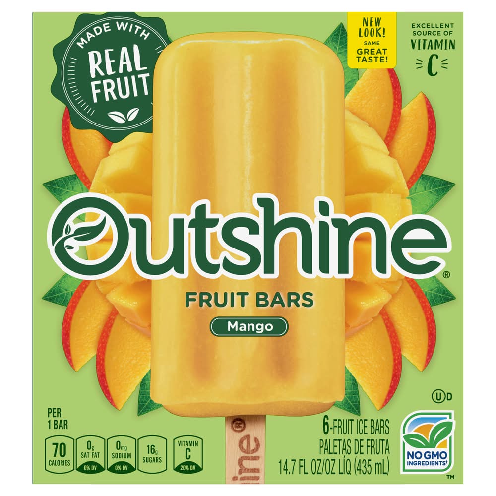 Outshine Flavored Fruit Ice Bars, Mango (15 fl oz, 6 ct)