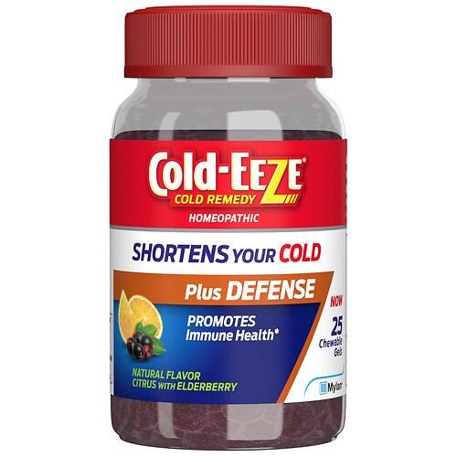 Cold-Eeze Zinc Chewable Gels, Homeopathic Cold Remedy Citrus with Elderberry - 25.0 ea