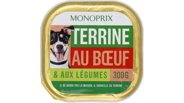Monoprix - Terrine de bœuf et aux légumes pour chien