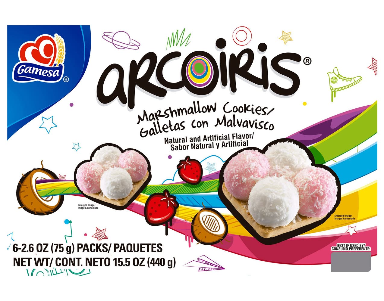 Gamesa Arcoiris Marshmallow Cookies (2.6 oz, 6 ct)