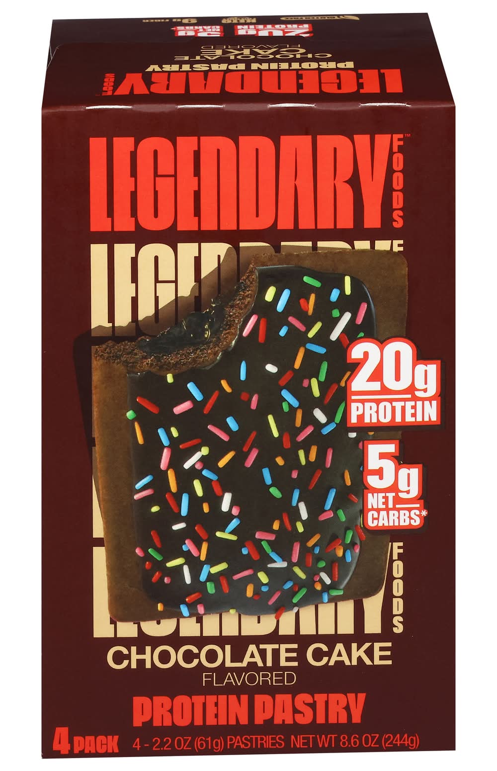 Legendary Foods Protein Pastry Bars, Chocolate Cake (4 x 2.2 oz)