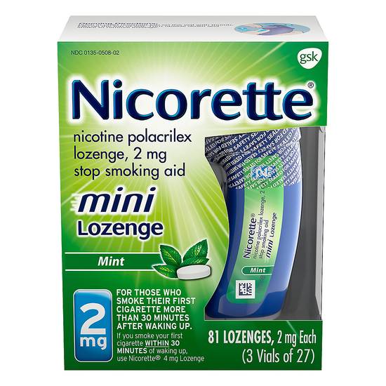 Nicorette Mint Flavor Mini Nicotine Lozenges To Stop Smoking (81 ct)