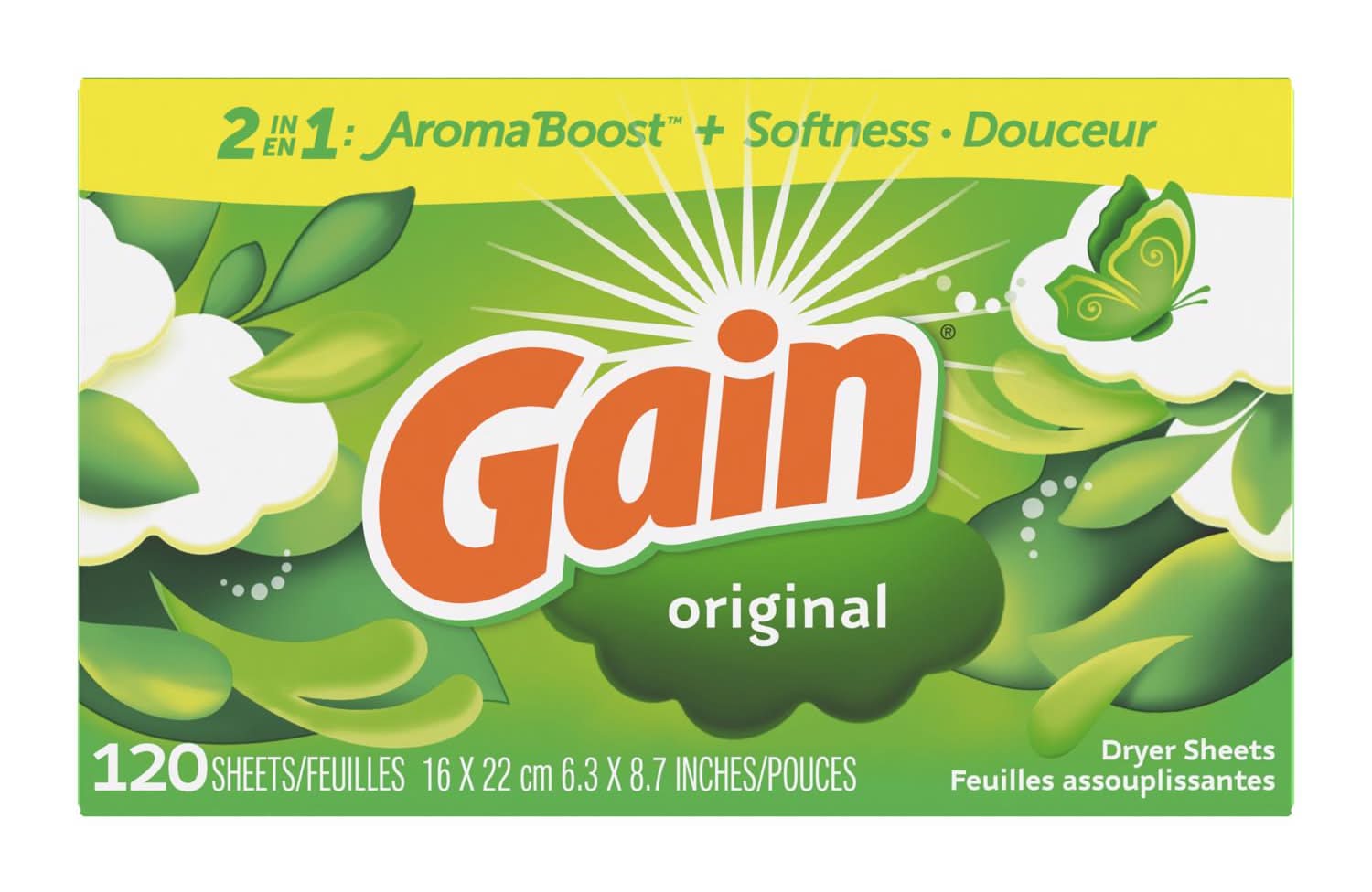 Gain Original Scent Dryer Sheets Sheets 120 Pk