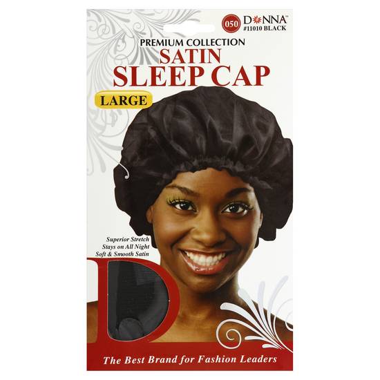 Donna Premium Collection Large Black Satin Sleep Cap