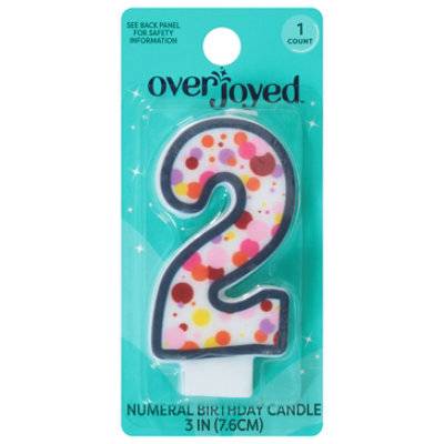 Overjoyed 2 Numeral Birthday Candle (3 in)