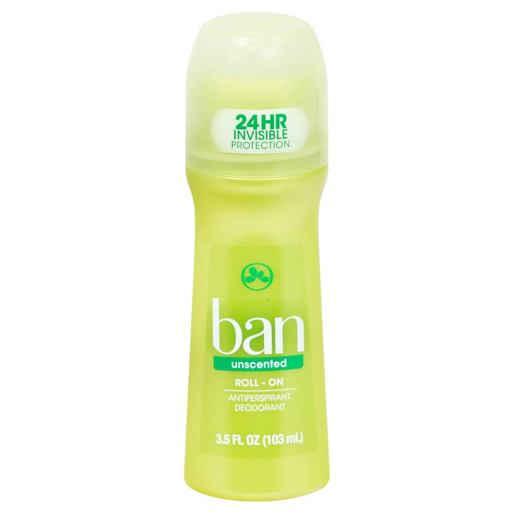 Ban Unscented Roll-On Antiperspirant Deodorant (3.5 fl oz)