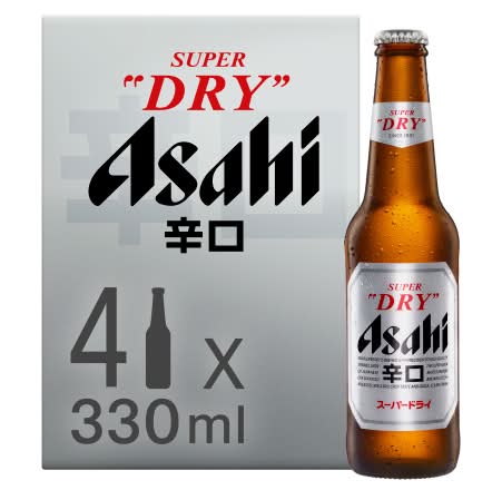 Asahi Super Dry Lager Beer (4 x 330ml)