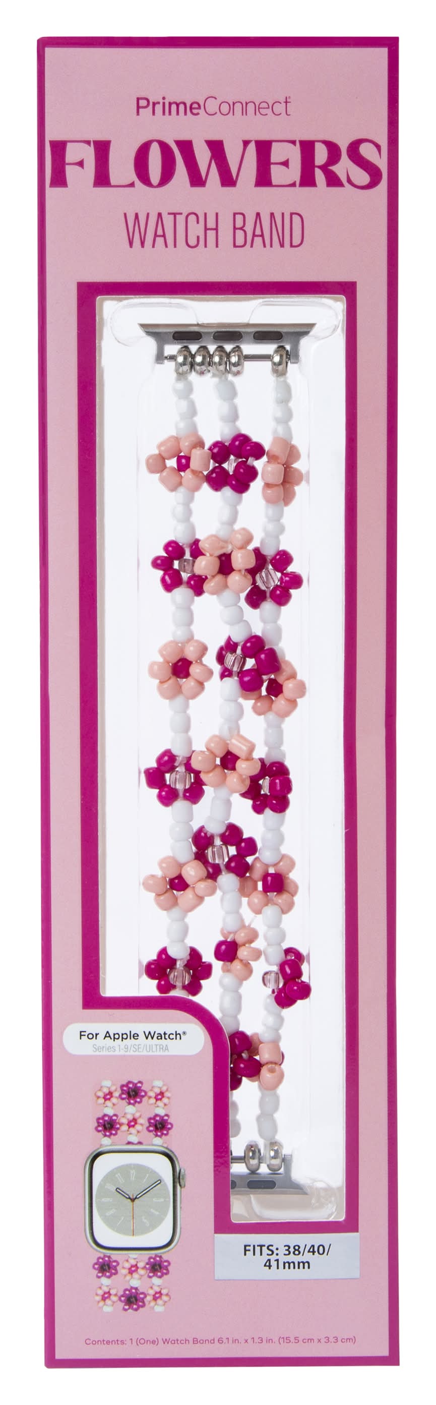 Beaded Charm Watchband For Apple Watch® Small Pink Flowers
