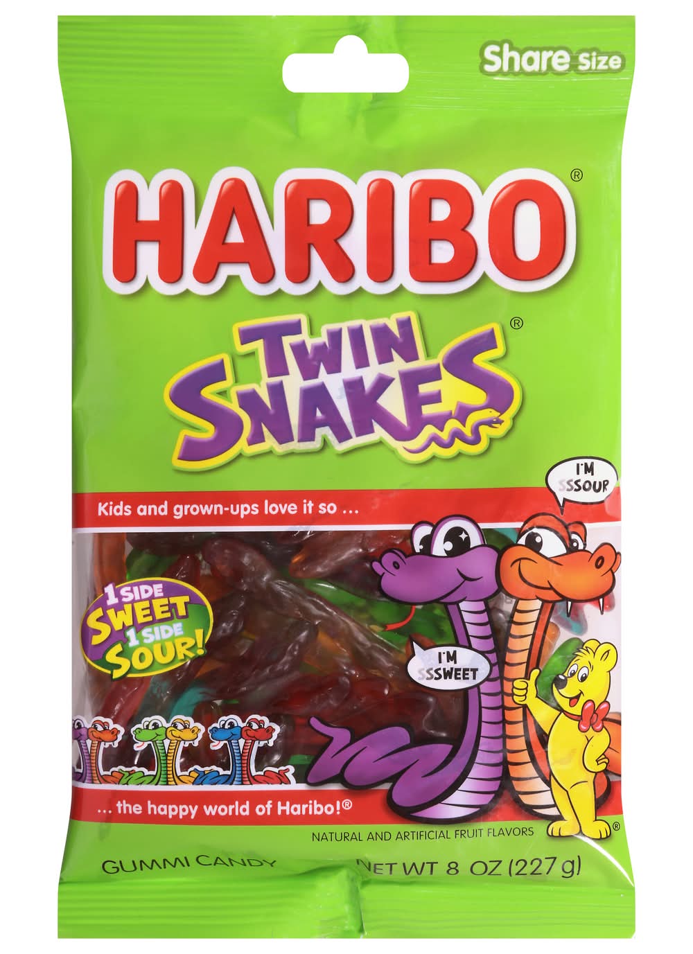 Haribo Twin Snakes Gummy Candy, Sweet-Sour (8 oz)