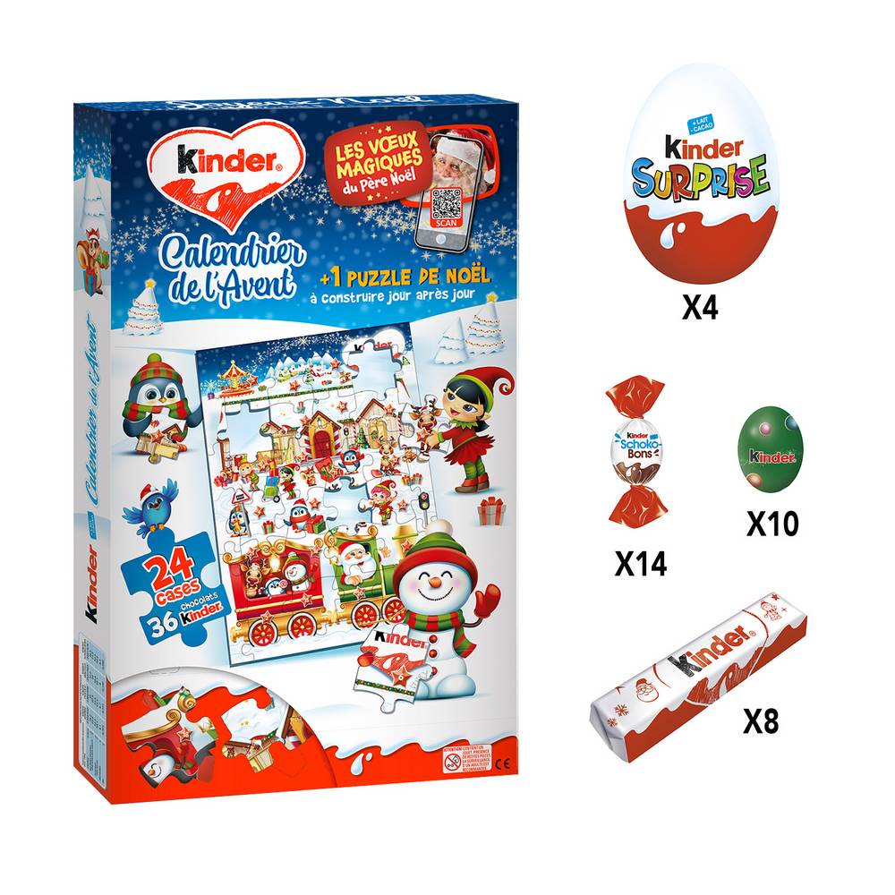 Kinder - Calendrier de l'avent chocolat +puzzle de noël (311g)