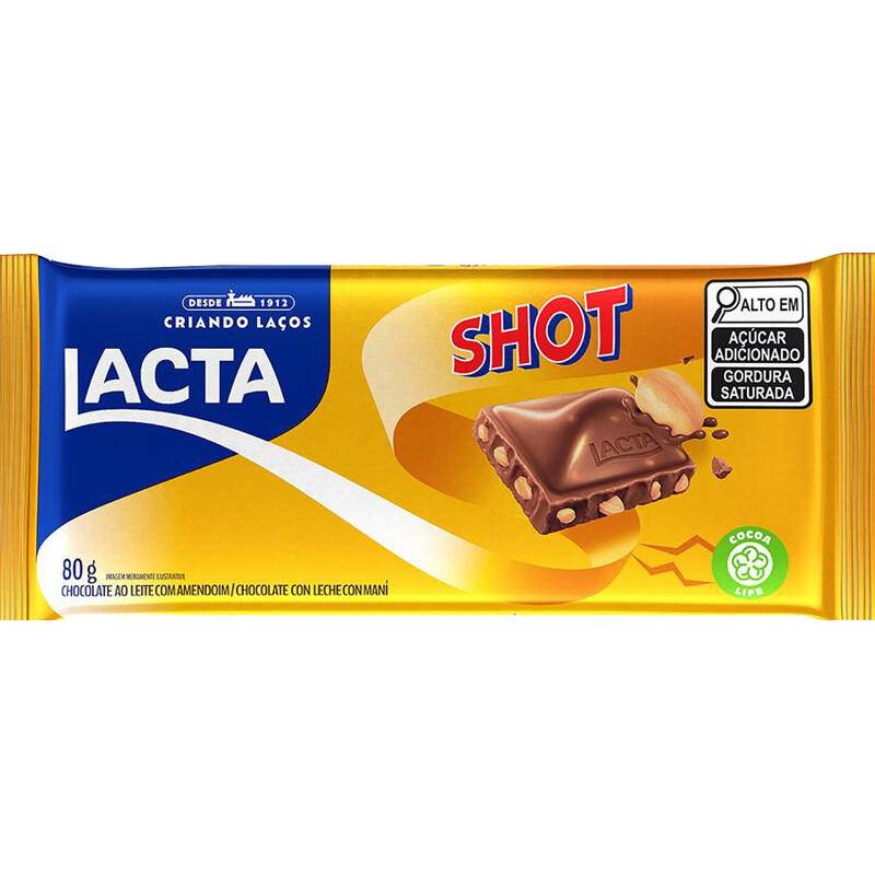 Lacta chocolate ao leite shot com amendoim (80 g)