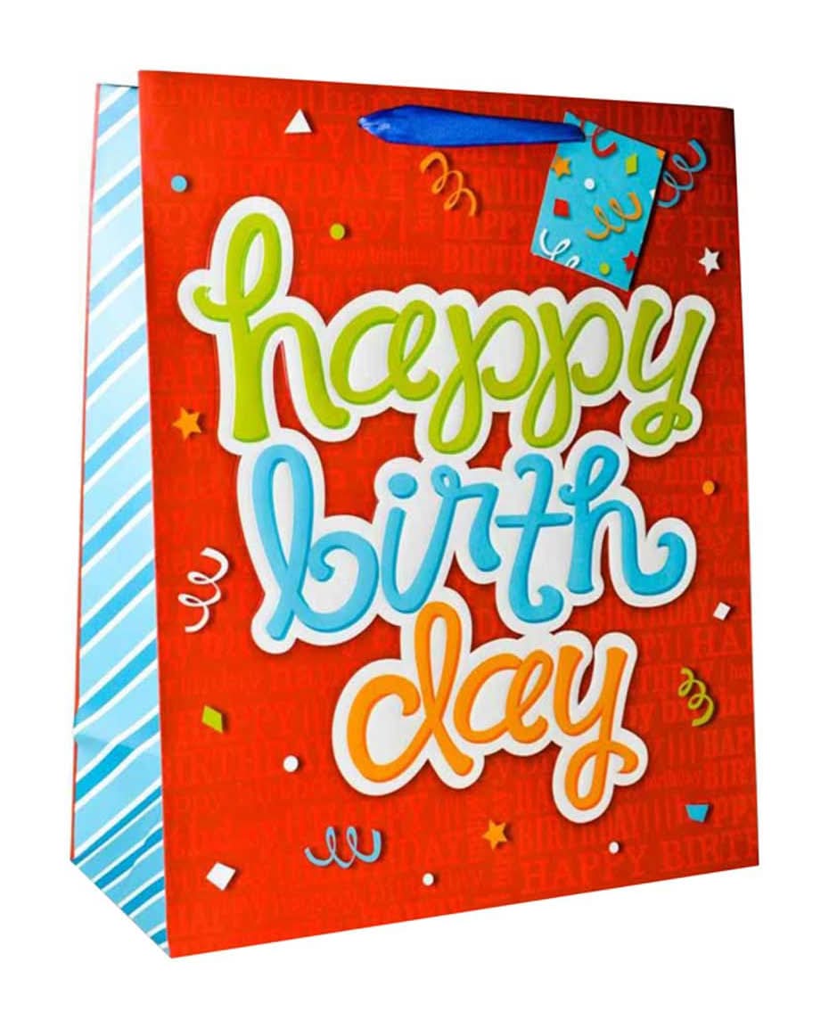 Dg Party Large Epoxy Birthday Gift Bag Assorted - 1 Ct