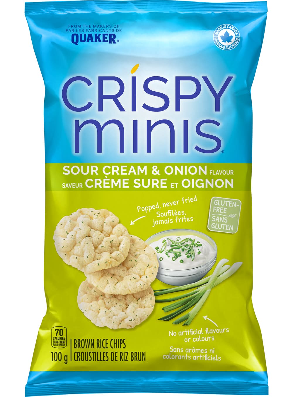 Crispy Minis Brown Rice Chips, Sour Cream-Onion (100 g)