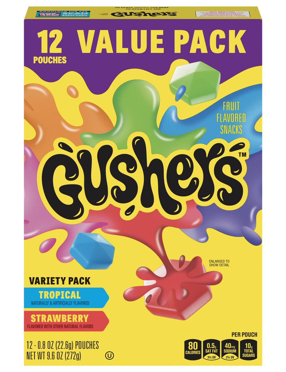 Gushers Fruit Flavored Variety pack, Tropical-Strawberry (0.8 oz, 12 ct)