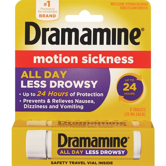 Dramamine All Day Less Drowsy Motion Sickness Tablets 25 mg (8 ct)