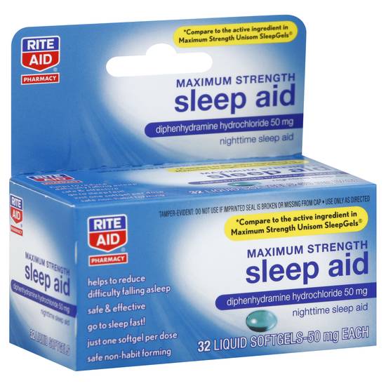 Rite Aid Pharmacy Maximum Strength Sleep Aid 50 mg Liquid Softgels (32 ct)