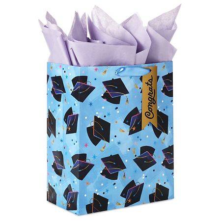 Hallmark Graduation Gift Bag With Tissue Paper (Mortarboards on Blue) Large - 1.0 ea