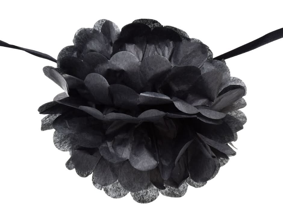 Greenbrier Celebration Tissue Pom Pom Garland, 9 ft, Black