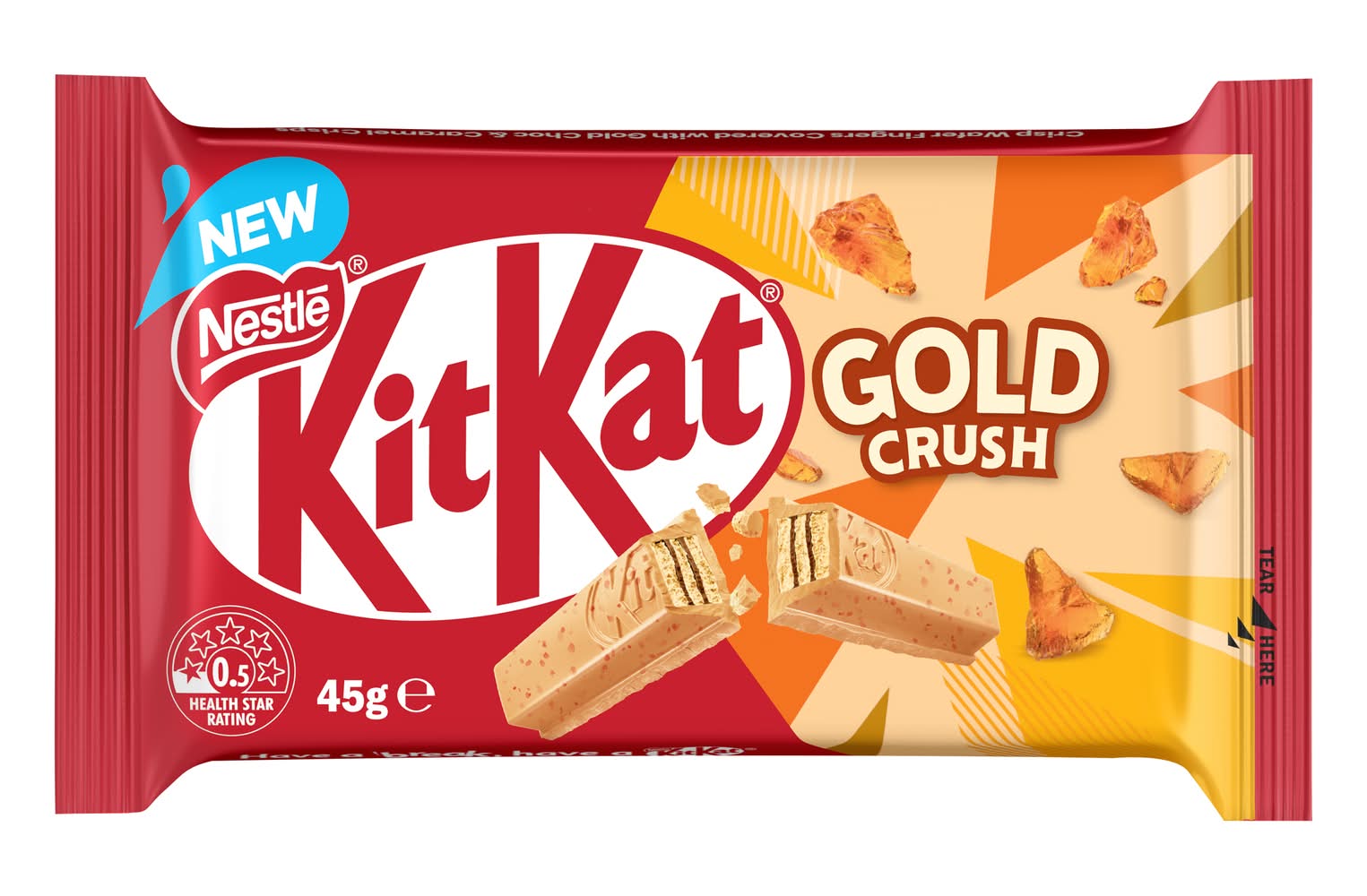 Nestle Kit Kat Gold Crush 4 Finger Chocolate Medium Bar 42G