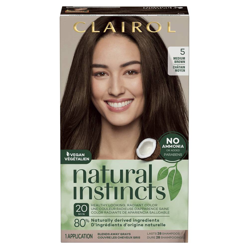 Clairol Natural Instincts Semi-Permanent Hair Color, 5 Medium Brown
