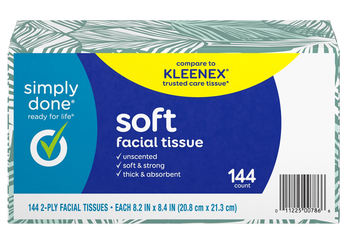 Simply Done Soft Facial Tissue, 8.2 in * 8.4 in (144 ct)