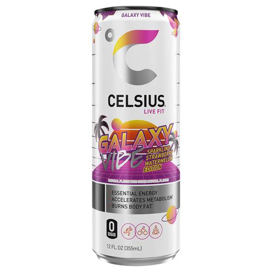Celsius Galaxy Vibe Sparkling Edition Energy Drink (strawberry-watermelon) (12 fl oz)