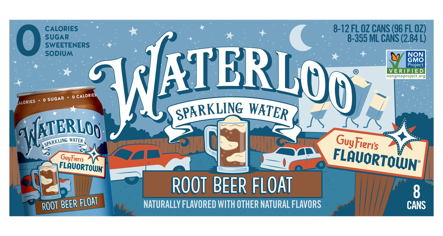 Waterloo Sparkling Water Beer, Root Beer Float (12 fl oz, 8 ct)