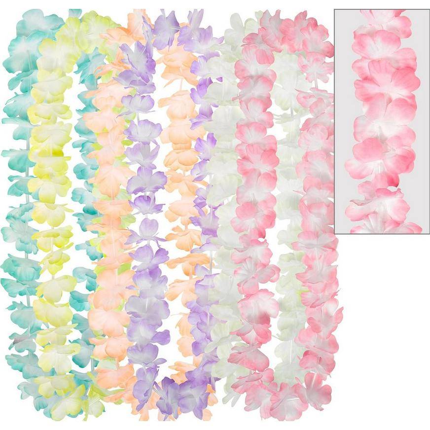 Pastel Flower Leis 6ct