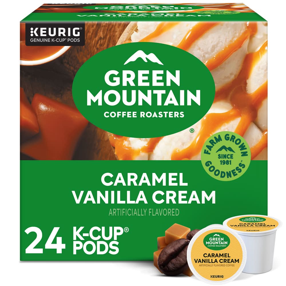 Green Mountain Coffee Roasters Caramel Vanilla Cream Flavored K-Cup Pods Light Roast (13.6 oz, 24 ct)