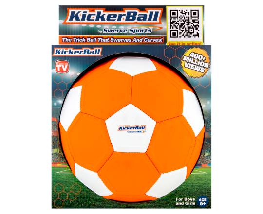 Swerve Sports Kickerball Trick Ball For Boys and Girls Age 6+, Orange-White