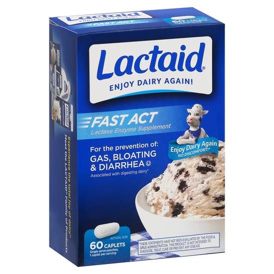 Lactaid Fast Act Lactase Enzyme Supplement Caplets (60 ct)