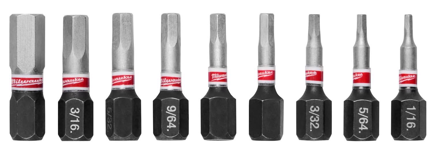 Milwaukee Shockwave Hex 1 In. L Impact Insert Bit Set Steel 9 Pc