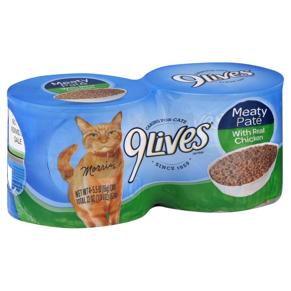 9Lives Meaty Pate With Chicken Cat Food (4 x 5.5 oz)