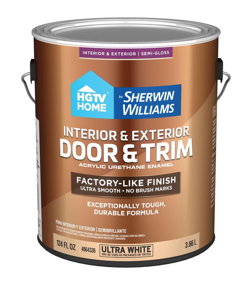 HGTV HOME by Sherwin-Williams Semi-gloss Ultra White Acrylic Interior/Exterior Door and Trim Paint ( 1-gallon )