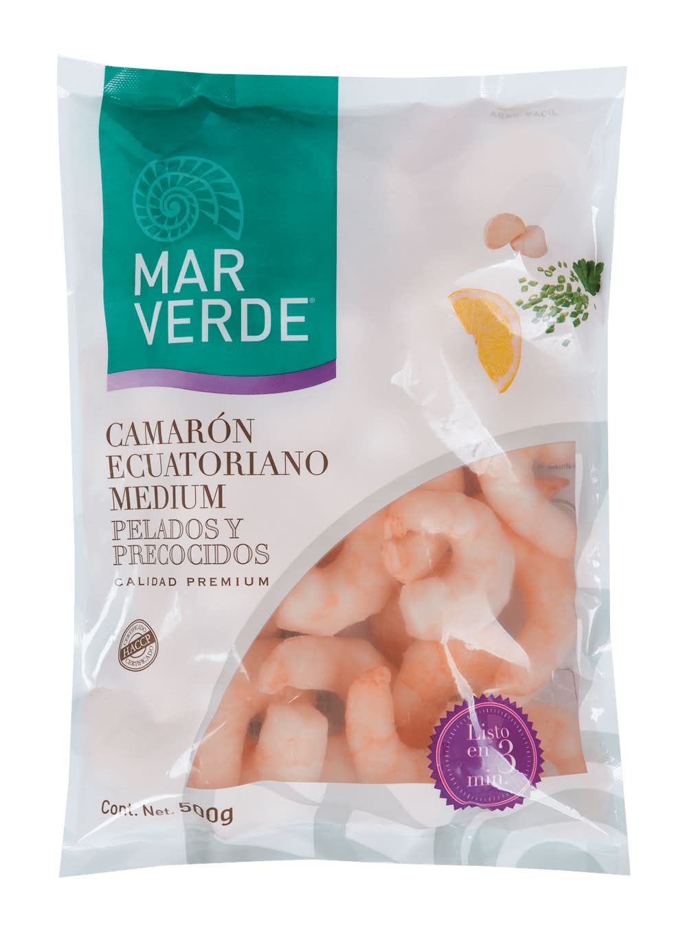 Mar Verde · Camarones ecuatorianos pelados y precocidos - Mediano (500 g)