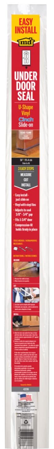 M-D Cinch Clear Vinyl Under Door Seal For Doors 36 In. L X 1.75 In.