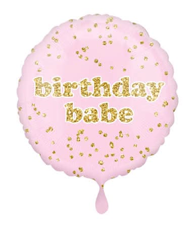 INFLATED Glitter 'Birthday Babe' Round Foil Balloon 18in