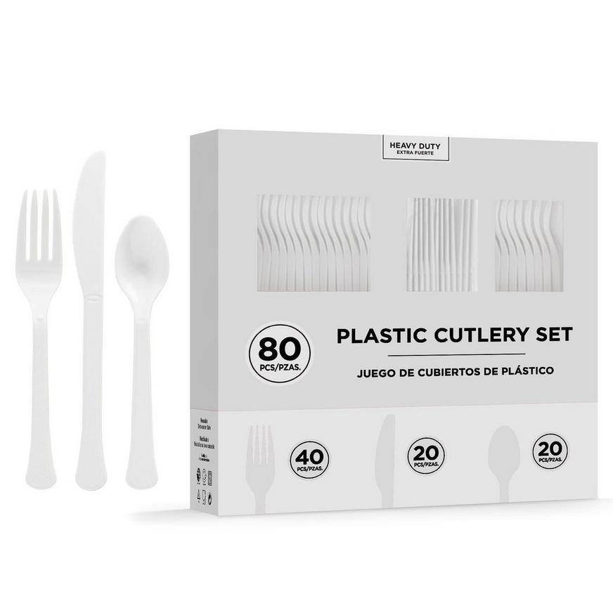 Clear Heavy-Duty Plastic Cutlery Set for 20 Guests, 80ct