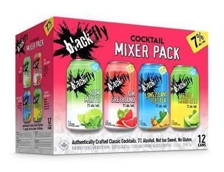 Black Fly Cocktail Mixer pack, Rum Mojito-Gin Greyhound-Long Island Iced Tea-Tequila Margarita (12 x 355 ml)