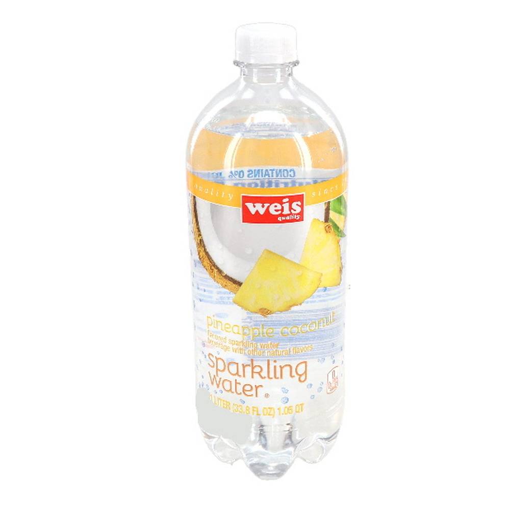 Weis Sparkling Water, Pineapple-Coconut (33.8 fl oz)