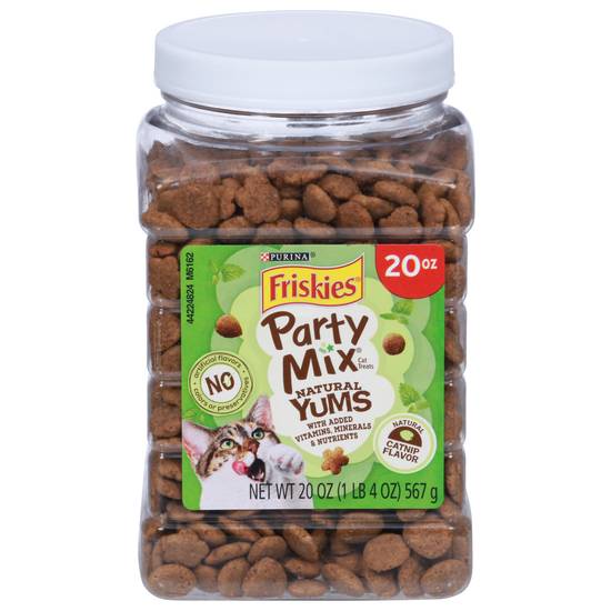 Purina Friskies Made in Usa Facilities, Natural Cat Treats, Party Mix Natural Yums Catnip Flavor - 20 Oz. Canister