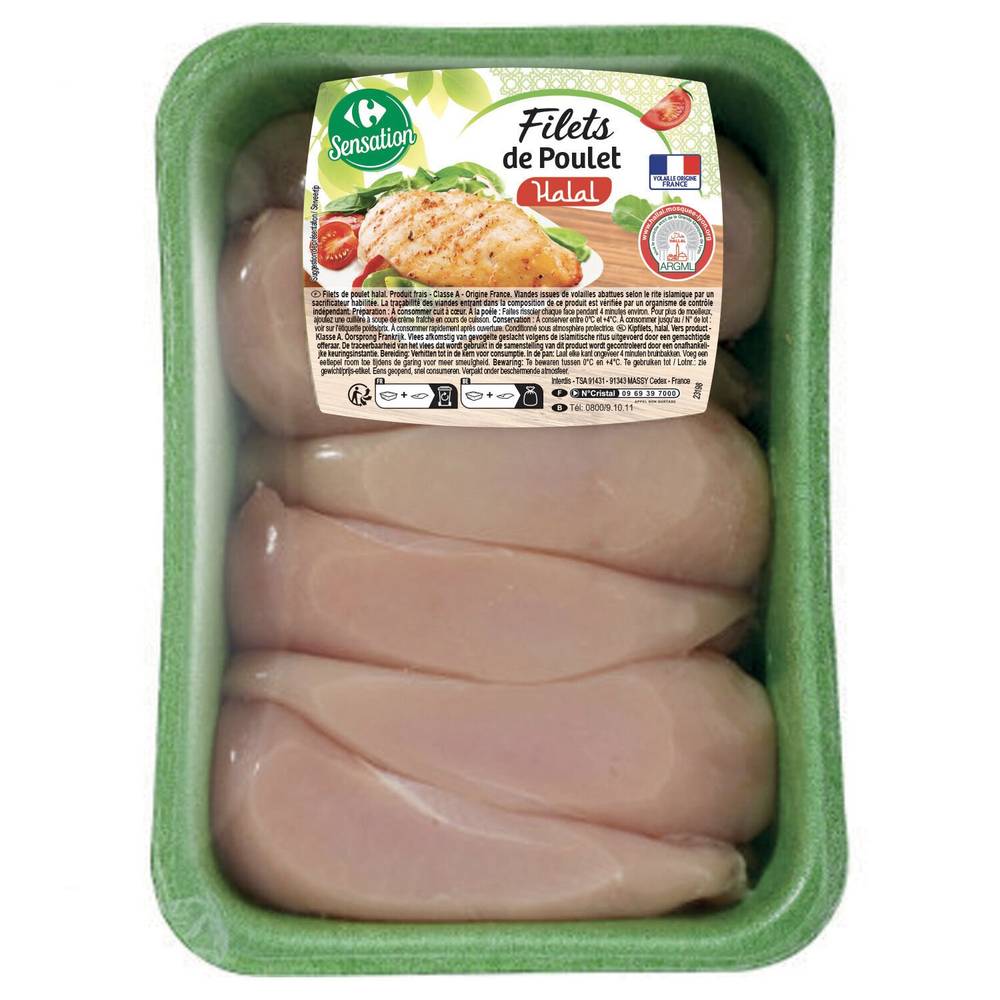 Carrefour Sensation - Filets de poulet halal blanc (870g)