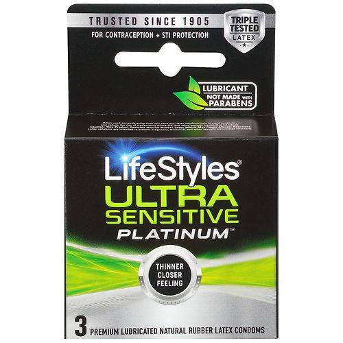 LifeStyles Ultra Sensitive Platinum Latex Condoms - 3.0 ea