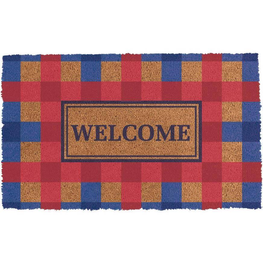 Patriotic Gingham Welcome Doormat
