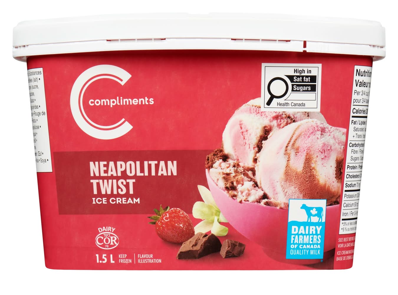 Compliments crème glacée napolitaine (1.5 l) - neopolitan ice cream (1.5 l)