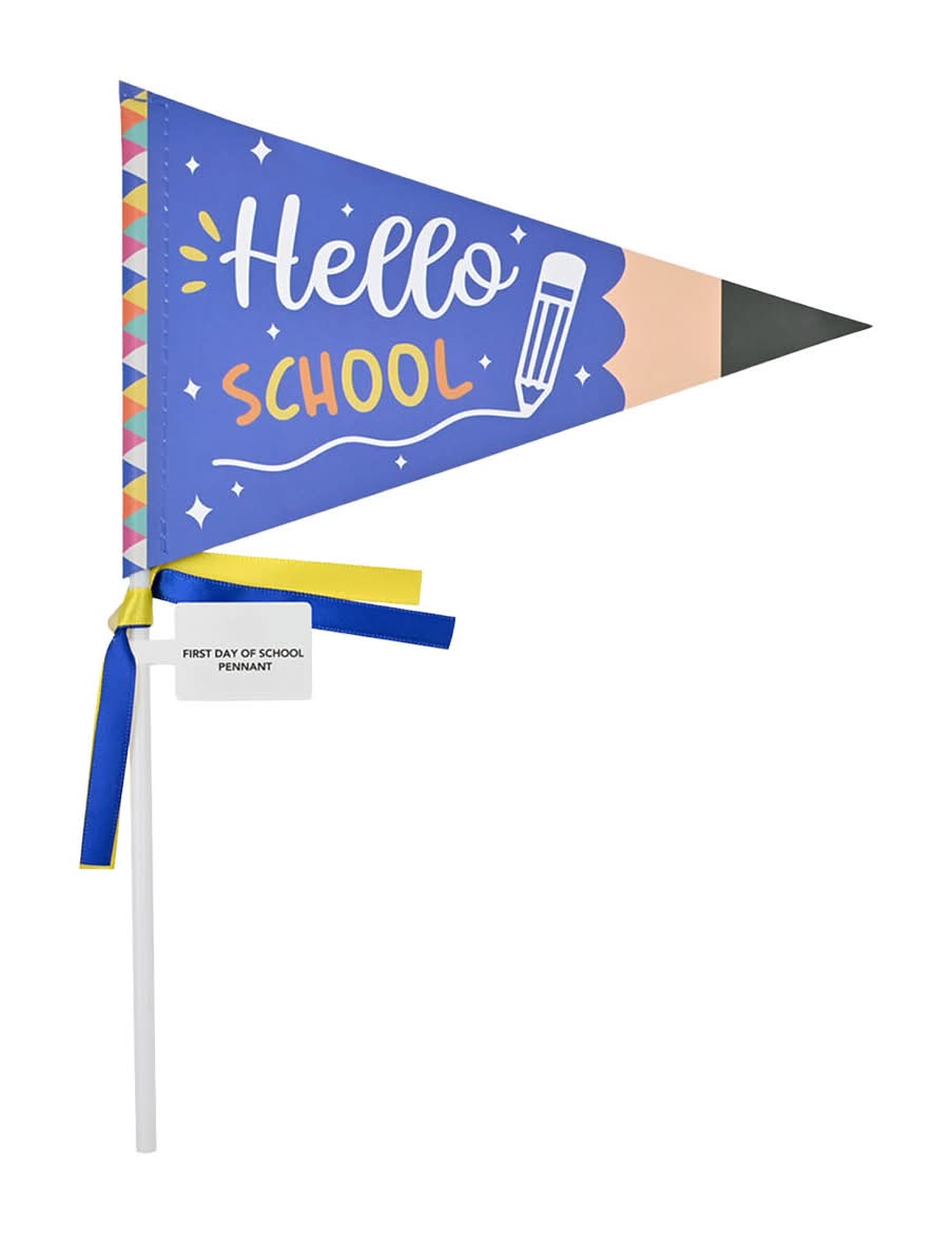 First Day Of School Blue Pennant Flag