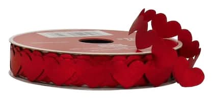 5/8" X 12Ft. Red Die Cut Hearts Satin Ribbon By Celebrate It