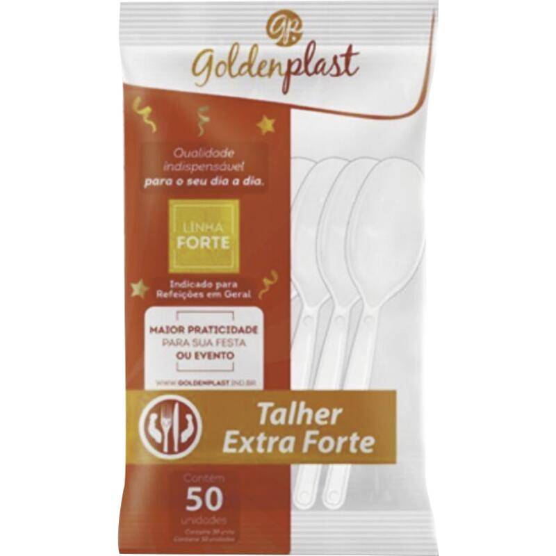 Goldenplast colher descartável extra forte branca (50 unidades)